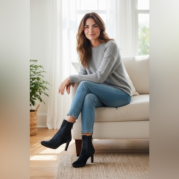 Aquatalia Black Calf Hair & Patent Ankle Boots Size 8 - Picture 5 of 16